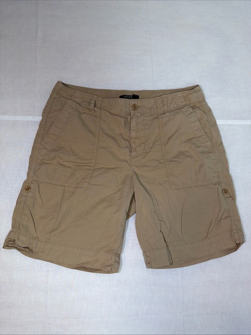 Lauren Ralph Lauren Shorts Women’s 10 Tan Khaki Roll Tab Hem